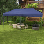 '-Outsunny 10' x 20' Pop Up Canopy Tent, Outdoor Easy up Tent with 3-Level Adjustable Height, Wheeled Carry Bag, Dark Blue - Outdoor Style Company