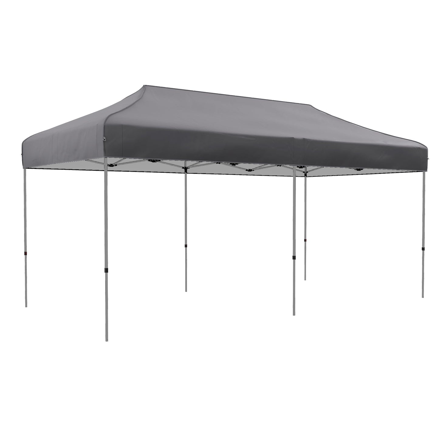 '-Outsunny 10' x 20' Pop Up Canopy Tent, Outdoor Easy up Tent with 3-Level Adjustable Height & Wheeled Carry Bag, Gray - Outdoor Style Company