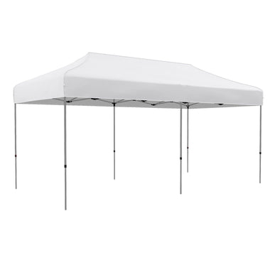 '-Outsunny 10' x 20' Pop Up Canopy Tent, Outdoor Easy up Tent with 3-Level Adjustable Height & Wheeled Carry Bag, White - Outdoor Style Company