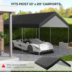 '-Outsunny 10 x 20ft Carport Replacement Canopy, UV Resistant Garage Car Cover with Ball Bungee Cords, Dark Gray - Outdoor Style Company