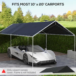 '-Outsunny 10 x 20ft Carport Roof, UV Resistant Canopy Replacement Cover with Ball Bungee Cords, Dark Gray - Outdoor Style Company