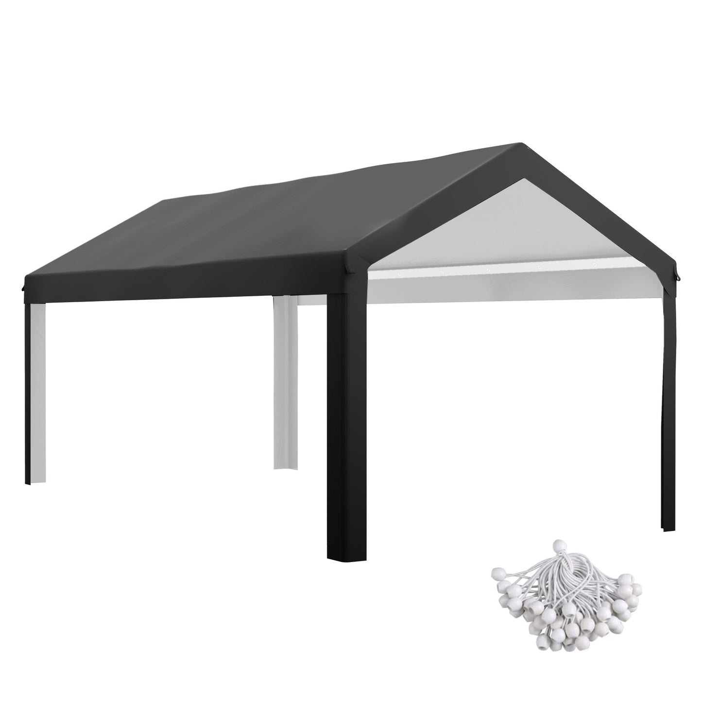 '-Outsunny 10 x 20ft Carport Roof, UV Resistant Canopy Replacement, Fits 84C-378V00 and 84C-206 Series, Dark Gray - Outdoor Style Company