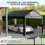 '-Outsunny 10 x 20ft Carport Roof, UV Resistant Canopy Replacement, Fits 84C-378V00 and 84C-206 Series, Dark Gray - Outdoor Style Company