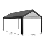 '-Outsunny 10 x 20ft Carport Roof, UV Resistant Canopy Replacement, Fits 84C-378V00 and 84C-206 Series, Dark Gray - Outdoor Style Company