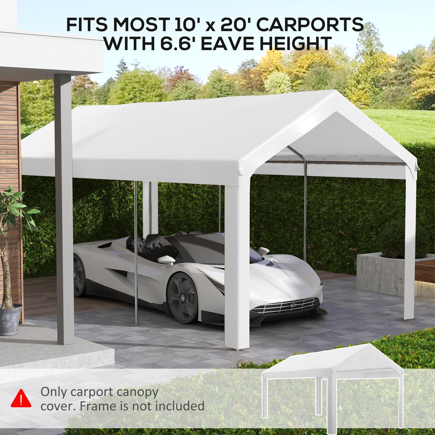 '-Outsunny 10 x 20ft Carport Roof, UV Resistant Canopy Replacement, Fits 84C-378V00 and 84C-206 Series, White - Outdoor Style Company