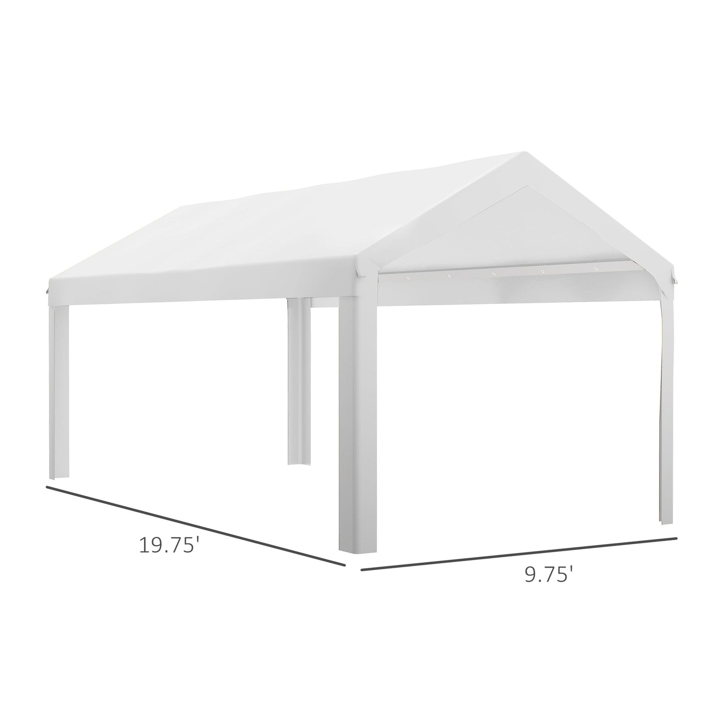 '-Outsunny 10 x 20ft Carport Roof, UV Resistant Canopy Replacement, Fits 84C-378V00 and 84C-206 Series, White - Outdoor Style Company