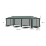 '-Outsunny 10' x 28' Party Tent Canopy, Outdoor Event Shelter Gazebo with 8 Removable Mesh Sidewalls, Zipper Doors, Steel Frame, Green - Outdoor Style Company