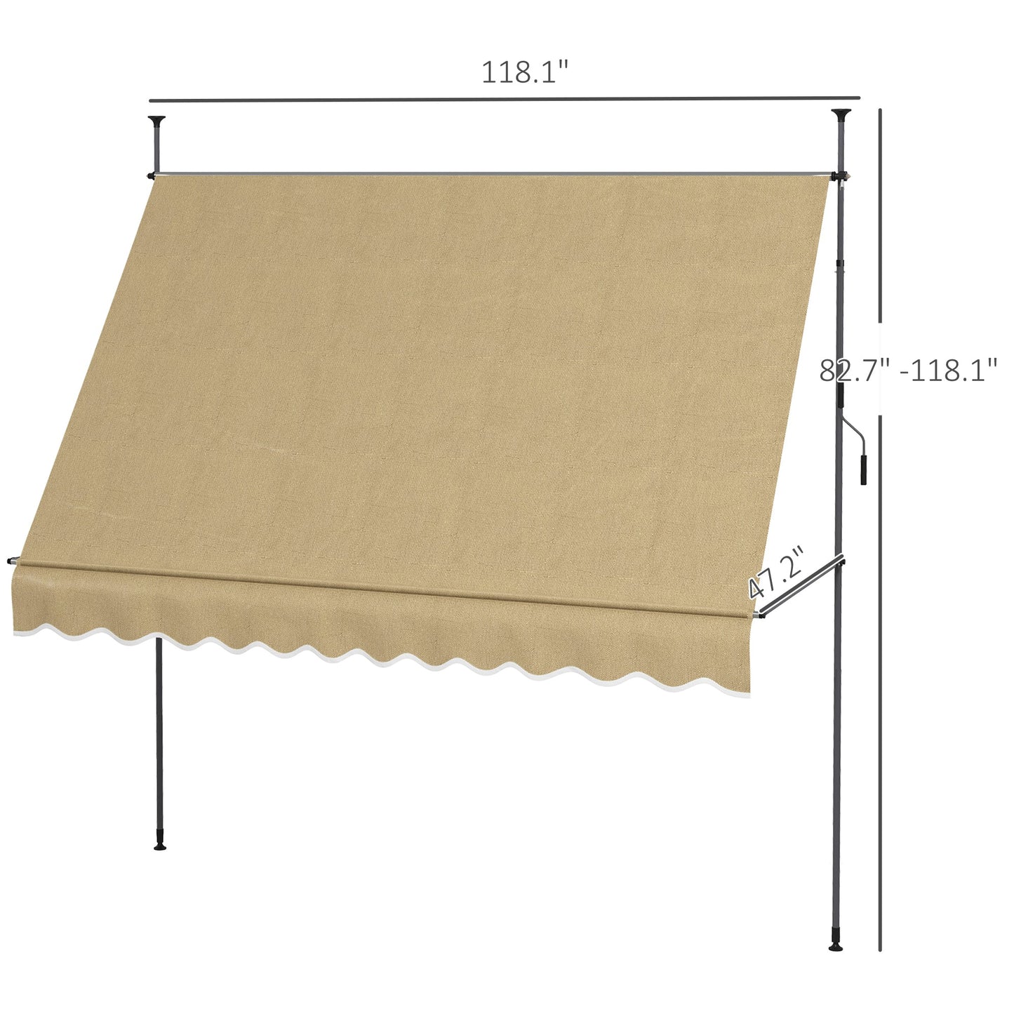 '-Outsunny 10' x 4' Manual Retractable Awning, Non-Screw Freestanding Patio Awning, UV Resistant, for Window or Door, Beige - Outdoor Style Company