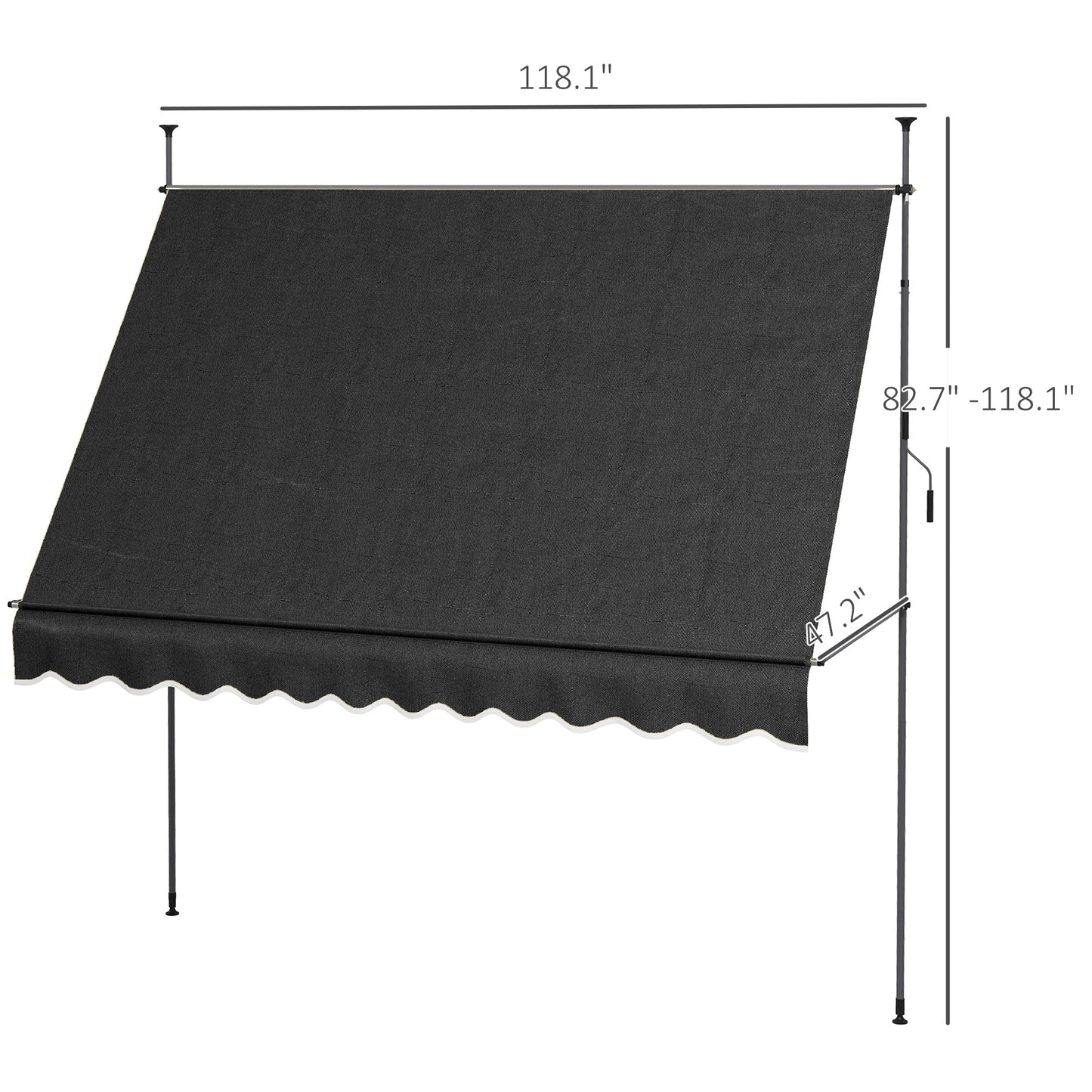 '-Outsunny 10' x 4' Manual Retractable Awning, Non-Screw Freestanding Patio Awning, UV Resistant, for Window or Door, Black - Outdoor Style Company