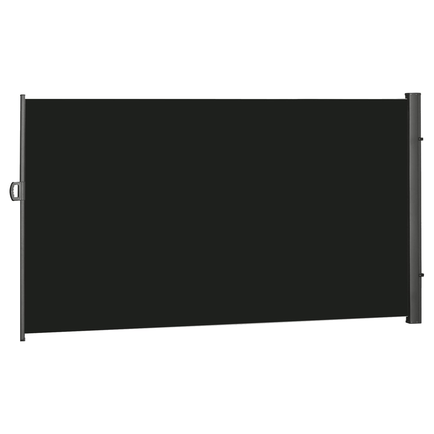 '-Outsunny 10' x 7' Retractable Awning for Patio, Privacy Screen , Sun Shade and Wind Fence, Black - Outdoor Style Company