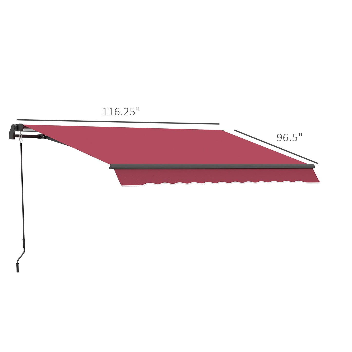 '-Outsunny 10' x 8' Manual Retractable Awning Sun Shade Tent for Patio Deck Yard with UV Protection and Easy Crank Opening, Red - Outdoor Style Company