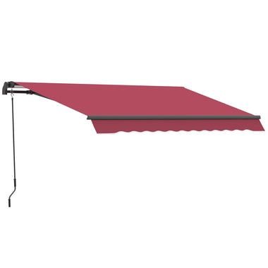 '-Outsunny 10' x 8' Manual Retractable Awning Sun Shade Tent for Patio Deck Yard with UV Protection and Easy Crank Opening, Red - Outdoor Style Company