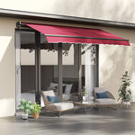 '-Outsunny 10' x 8' Manual Retractable Awning Sun Shade Tent for Patio Deck Yard with UV Protection and Easy Crank Opening, Red - Outdoor Style Company