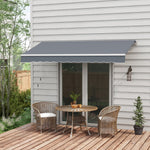 '-Outsunny 10' x 8' Patio Awning, Manual Retractable Sun Shade with UV Protection and Easy Crank Opening, Dark Gray - Outdoor Style Company