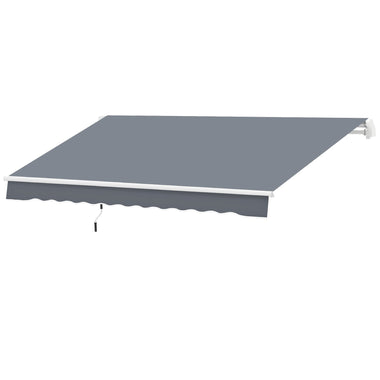 '-Outsunny 10' x 8' Patio Awning, Manual Retractable Sun Shade with UV Protection and Easy Crank Opening, Dark Gray - Outdoor Style Company