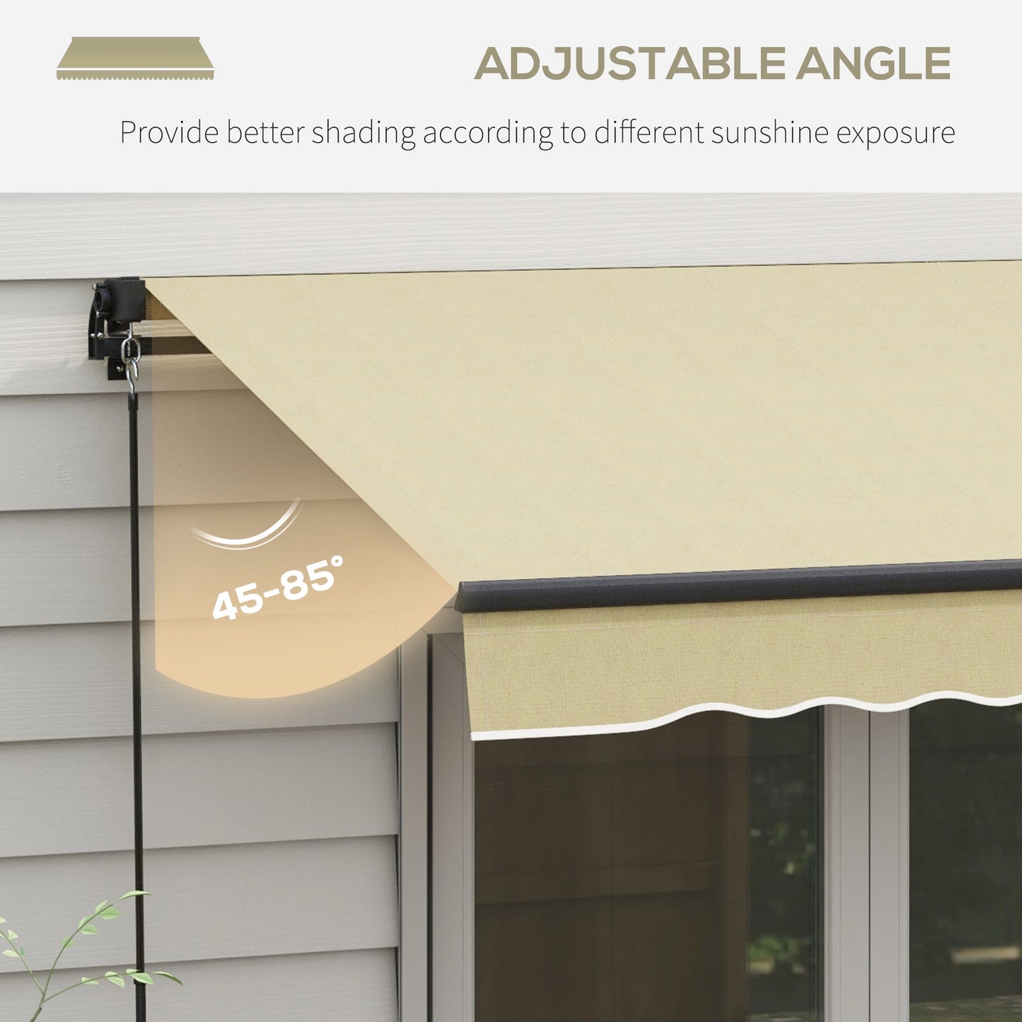 '-Outsunny 10' x 8' Retractable Awning, 280gsm UV Resistant Sunshade Shelter for Deck, Balcony, Yard, Beige - Outdoor Style Company