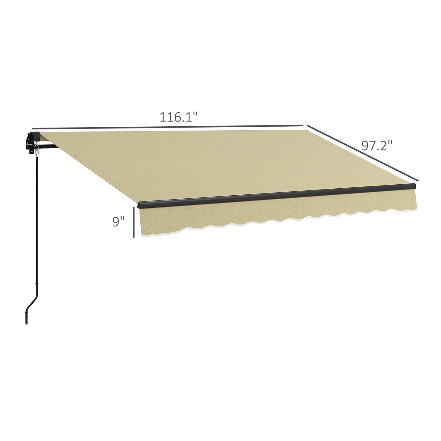 '-Outsunny 10' x 8' Retractable Awning, 280gsm UV Resistant Sunshade Shelter for Deck, Balcony, Yard, Beige - Outdoor Style Company