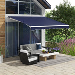 '-Outsunny 10' x 8' Retractable Awning, Electric Awning, UV Protection Sun Shade Shelter with Remote and Crank Handle, Dark Blue - Outdoor Style Company