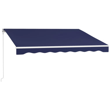 '-Outsunny 10' x 8' Retractable Awning, Electric Awning, UV Protection Sun Shade Shelter with Remote and Crank Handle, Dark Blue - Outdoor Style Company