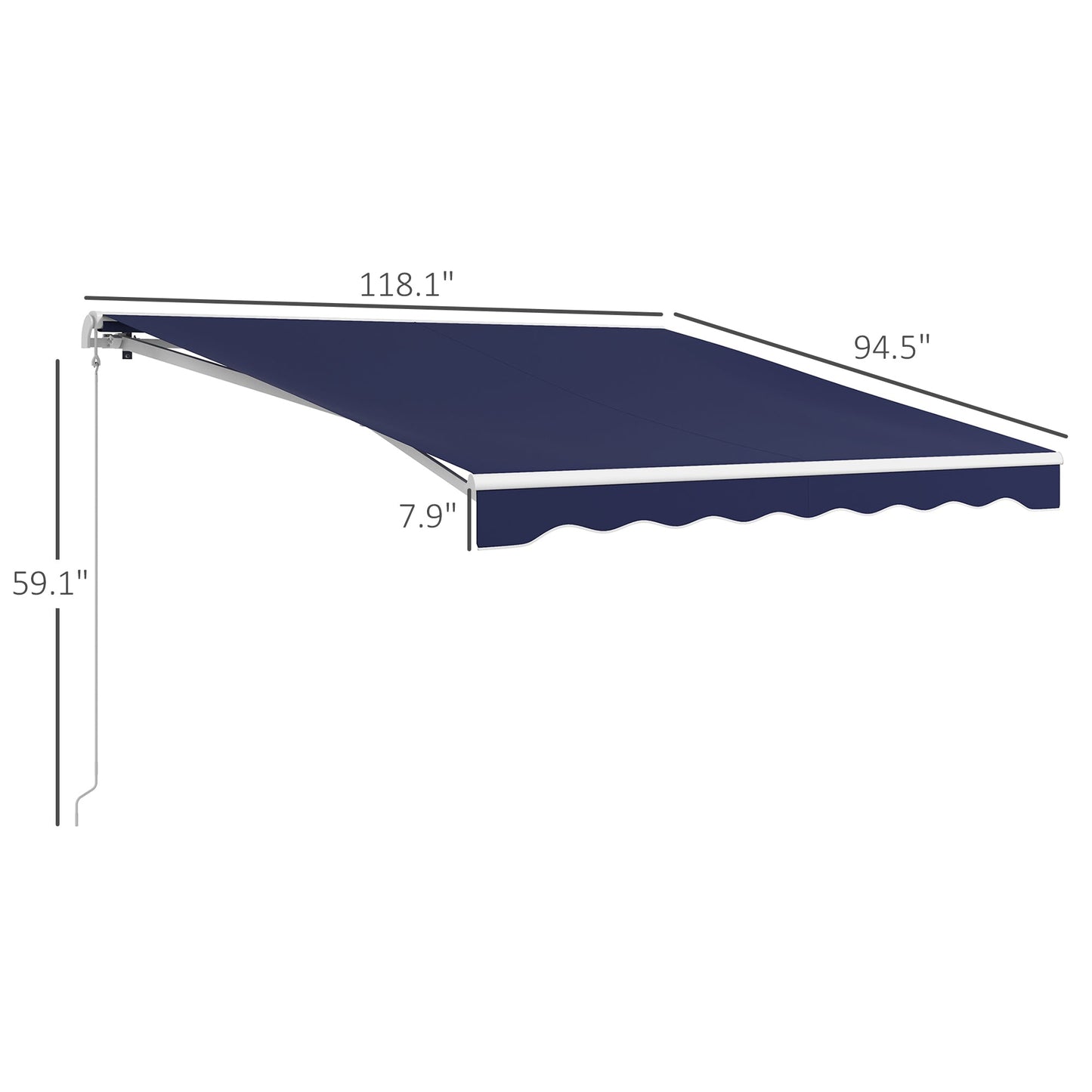 '-Outsunny 10' x 8' Retractable Awning, Electric Awning, UV Protection Sun Shade Shelter with Remote and Crank Handle, Dark Blue - Outdoor Style Company