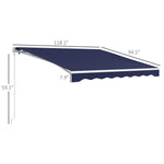 '-Outsunny 10' x 8' Retractable Awning, Electric Awning, UV Protection Sun Shade Shelter with Remote and Crank Handle, Dark Blue - Outdoor Style Company