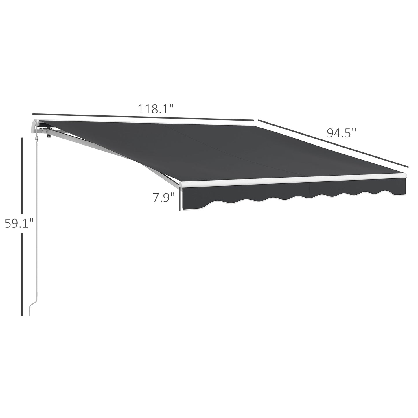 '-Outsunny 10' x 8' Retractable Awning, Electric Awning, UV Protection Sun Shade Shelter with Remote and Crank Handle, Dark Gray - Outdoor Style Company