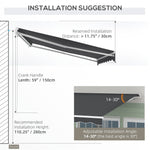 '-Outsunny 10' x 8' Retractable Awning, Electric Awning, UV Protection Sun Shade Shelter with Remote and Crank Handle, Dark Gray - Outdoor Style Company