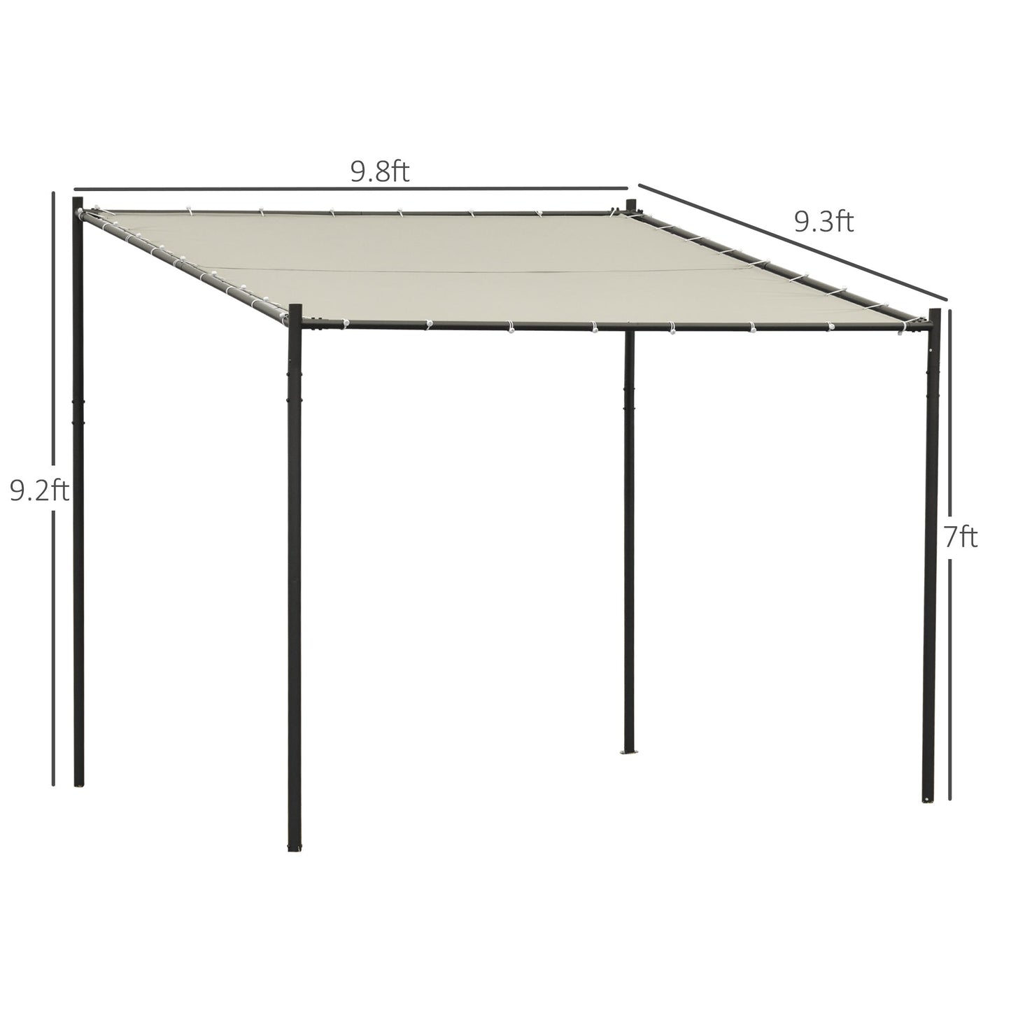 '-Outsunny 10' x 9.5' x 9.5' Outdoor Wall Gazebo Patio Canopy Gazebo Shelter Pergola Pavilion, Steel Frame, Polyester Canopy, Beige - Outdoor Style Company