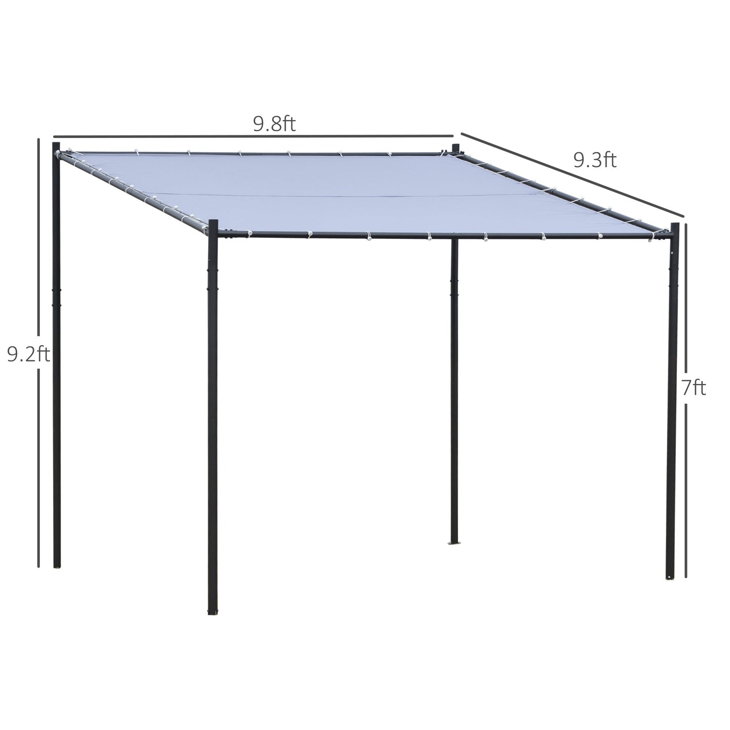 '-Outsunny 10' x 9.5' x 9.5' Outdoor Wall Gazebo Patio Canopy Gazebo Shelter Pergola Pavilion, Steel Frame, Polyester Canopy, Grey - Outdoor Style Company