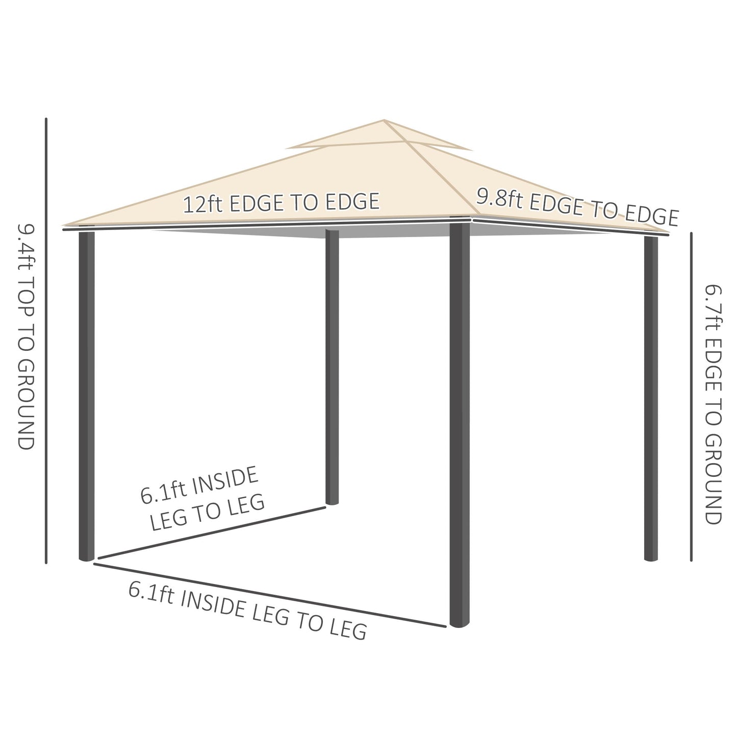 '-Outsunny 10'Â xÂ 12'Â Outdoor Gazebo withÂ Nettings, PatioÂ Gazebo Canopy forÂ Patio Garden BackyardÂ Deck, Beige - Outdoor Style Company