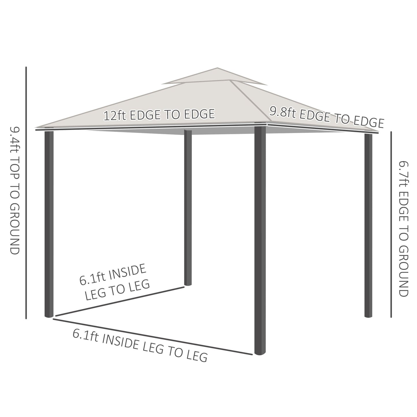 '-Outsunny 10'Â xÂ 12'Â Outdoor Gazebo withÂ Nettings, PatioÂ Gazebo Canopy forÂ Patio Garden BackyardÂ Deck, Dark Gray - Outdoor Style Company