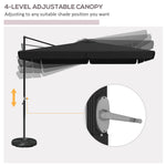 '-Outsunny 10FT Square Offset Umbrella with Tilt, Crank and Cross Base, Cantilever Patio Umbrella for Garden, Pool, Gray - Outdoor Style Company