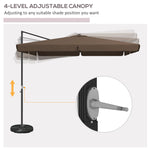 '-Outsunny 10FT Square Offset Umbrella with Tilt, Crank and Cross Base, Cantilever Patio Umbrella for Garden, Pool, Tan - Outdoor Style Company