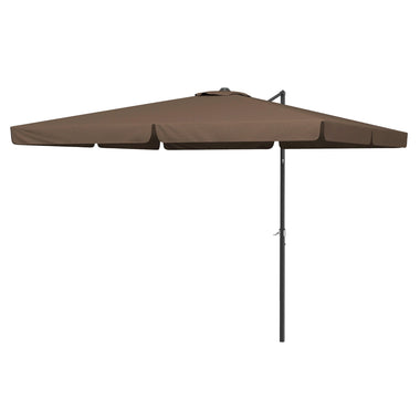 -Outsunny 10FT Square Offset Umbrella with Tilt, Crank and Cross Base, Cantilever Patio Umbrella for Garden, Pool, Tan - Outdoor Style Company