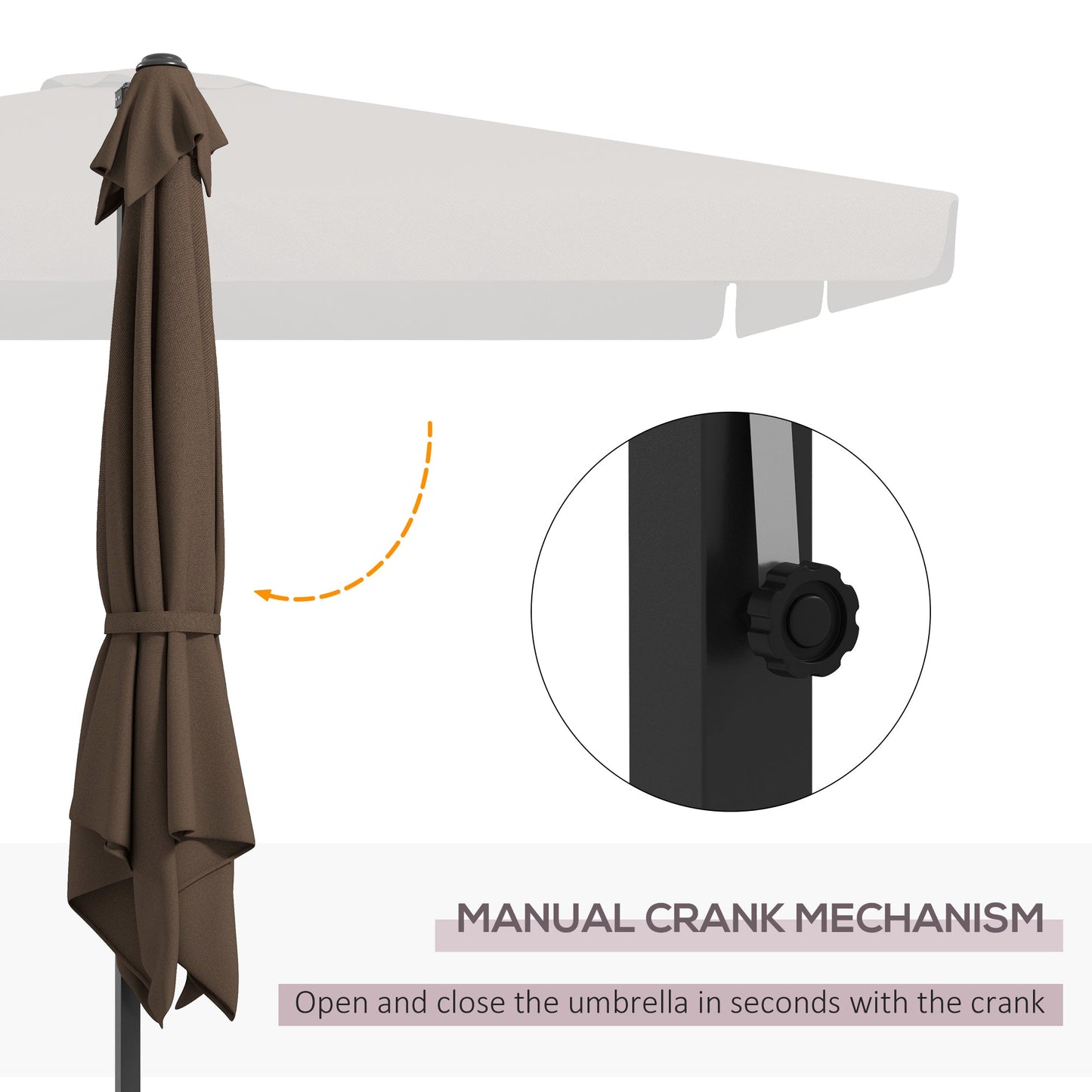 '-Outsunny 10FT Square Offset Umbrella with Tilt, Crank and Cross Base, Cantilever Patio Umbrella for Garden, Pool, Tan - Outdoor Style Company