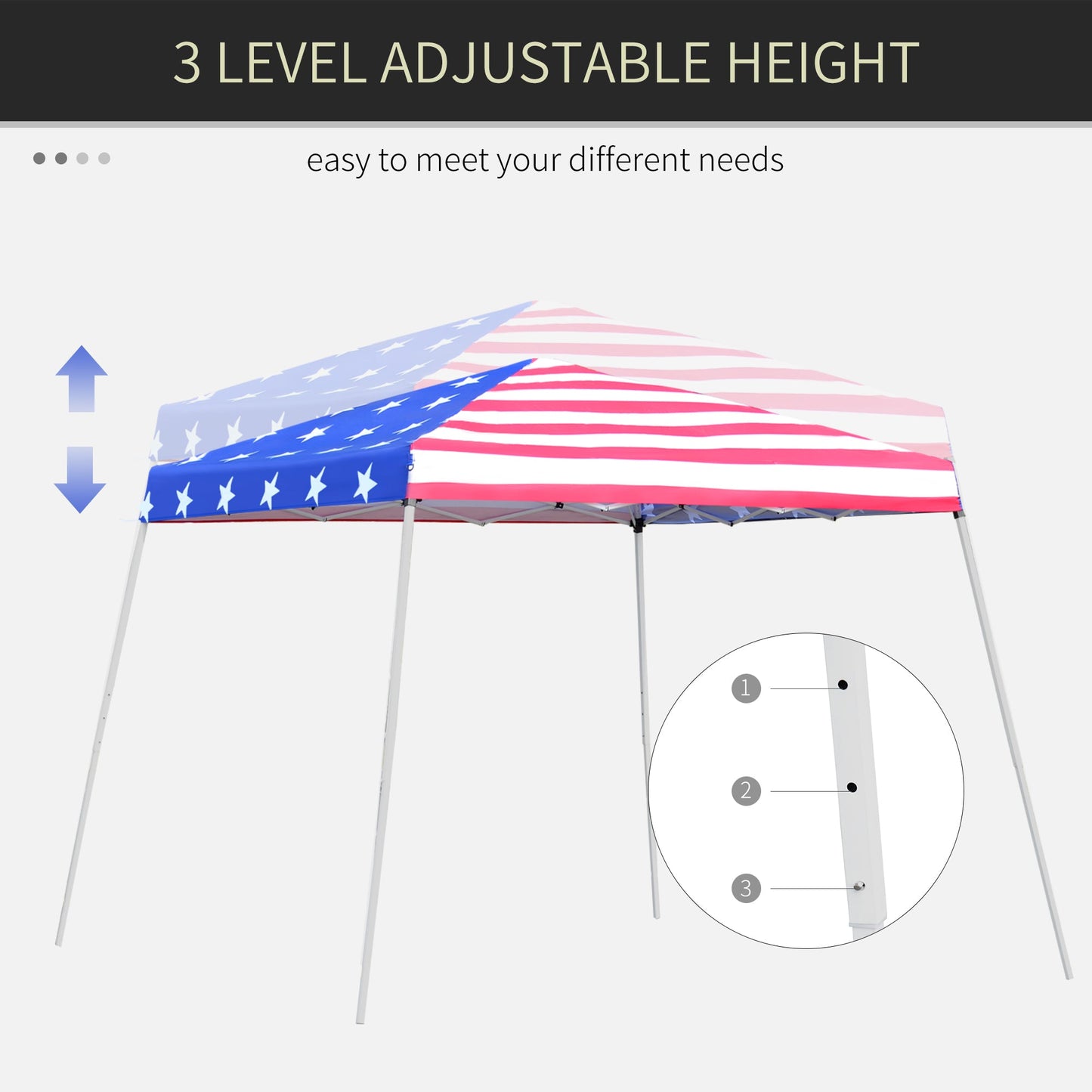 '-Outsunny 10'x 10' Outdoor Easy Pop Up Canopy Event Tent with Slanted Legs for Weddings & Parties - American Flag - Outdoor Style Company