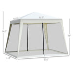 '-Outsunny 10'x10' Outdoor Party Tent Canopy with Mesh Sidewalls, Patio Gazebo Sun Shade Screen Shelter, Beige - Outdoor Style Company