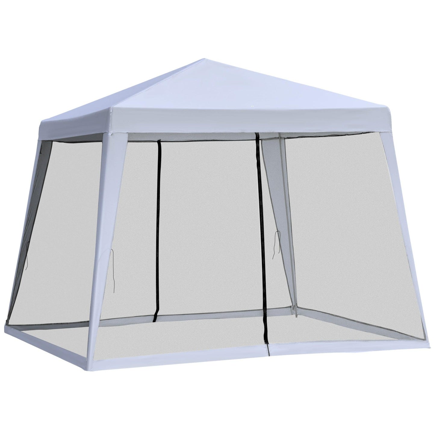 '-Outsunny 10'x10' Outdoor Party Tent with Mesh Sidewalls, Patio Sun Shade Screen Tent, Grey - Outdoor Style Company