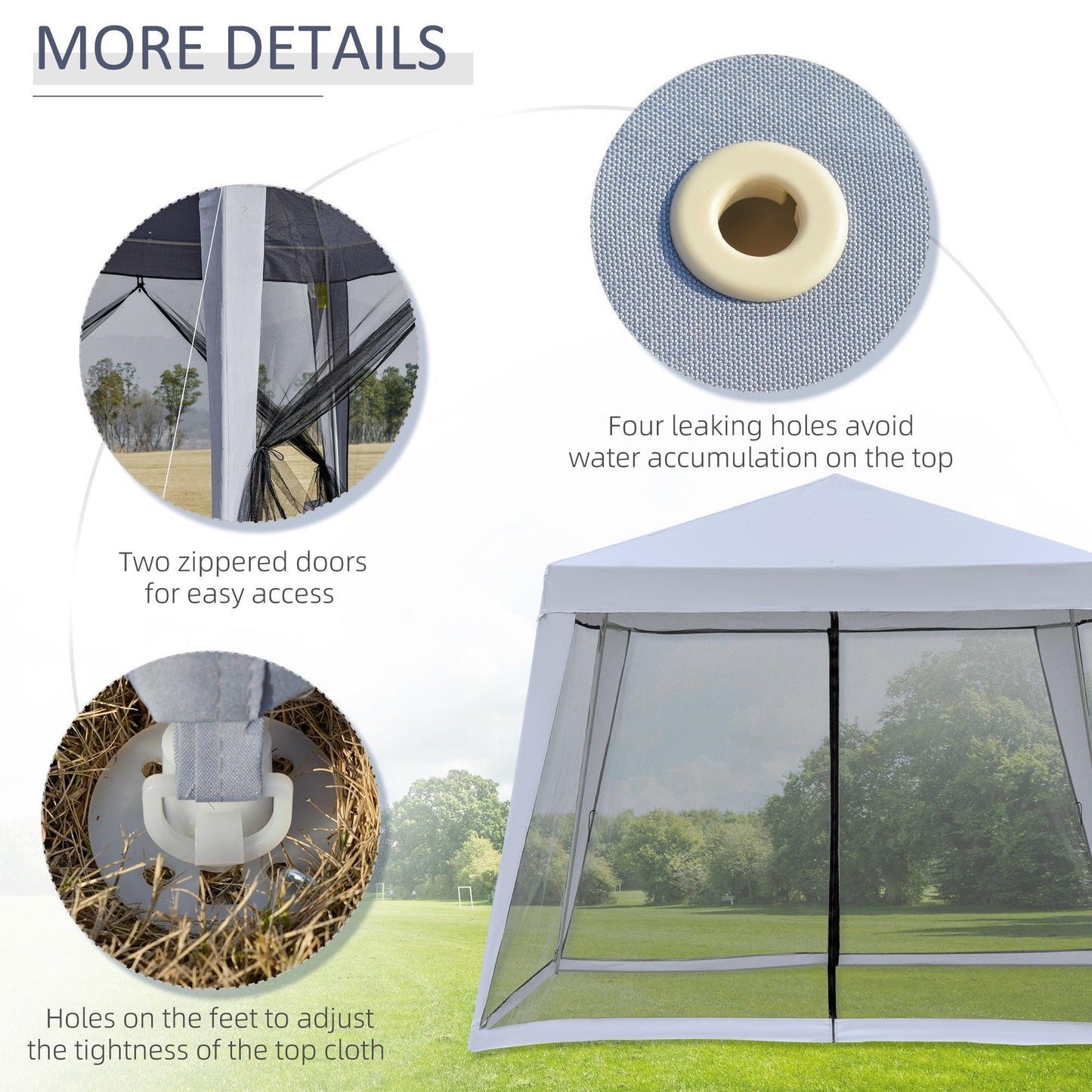 '-Outsunny 10'x10' Outdoor Party Tent with Mesh Sidewalls, Patio Sun Shade Screen Tent, Grey - Outdoor Style Company