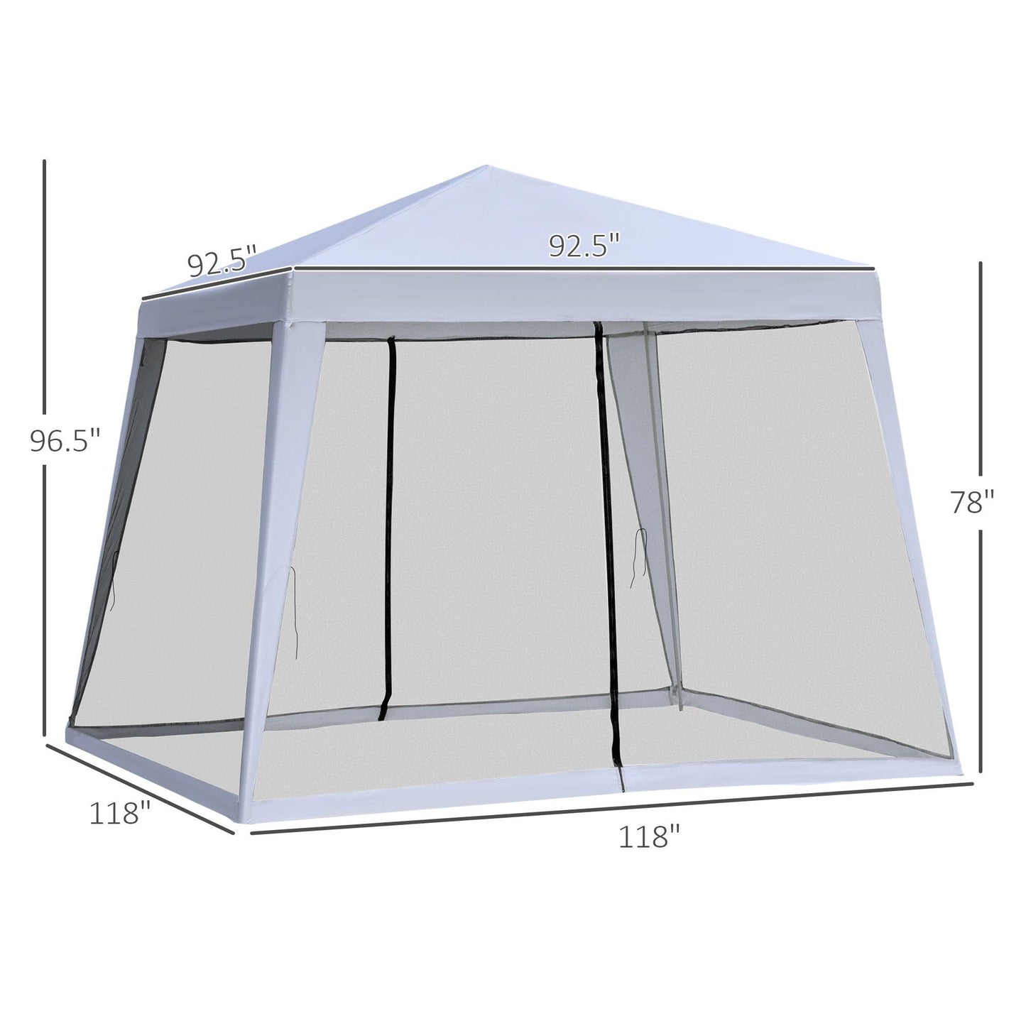 '-Outsunny 10'x10' Outdoor Party Tent with Mesh Sidewalls, Patio Sun Shade Screen Tent, Grey - Outdoor Style Company