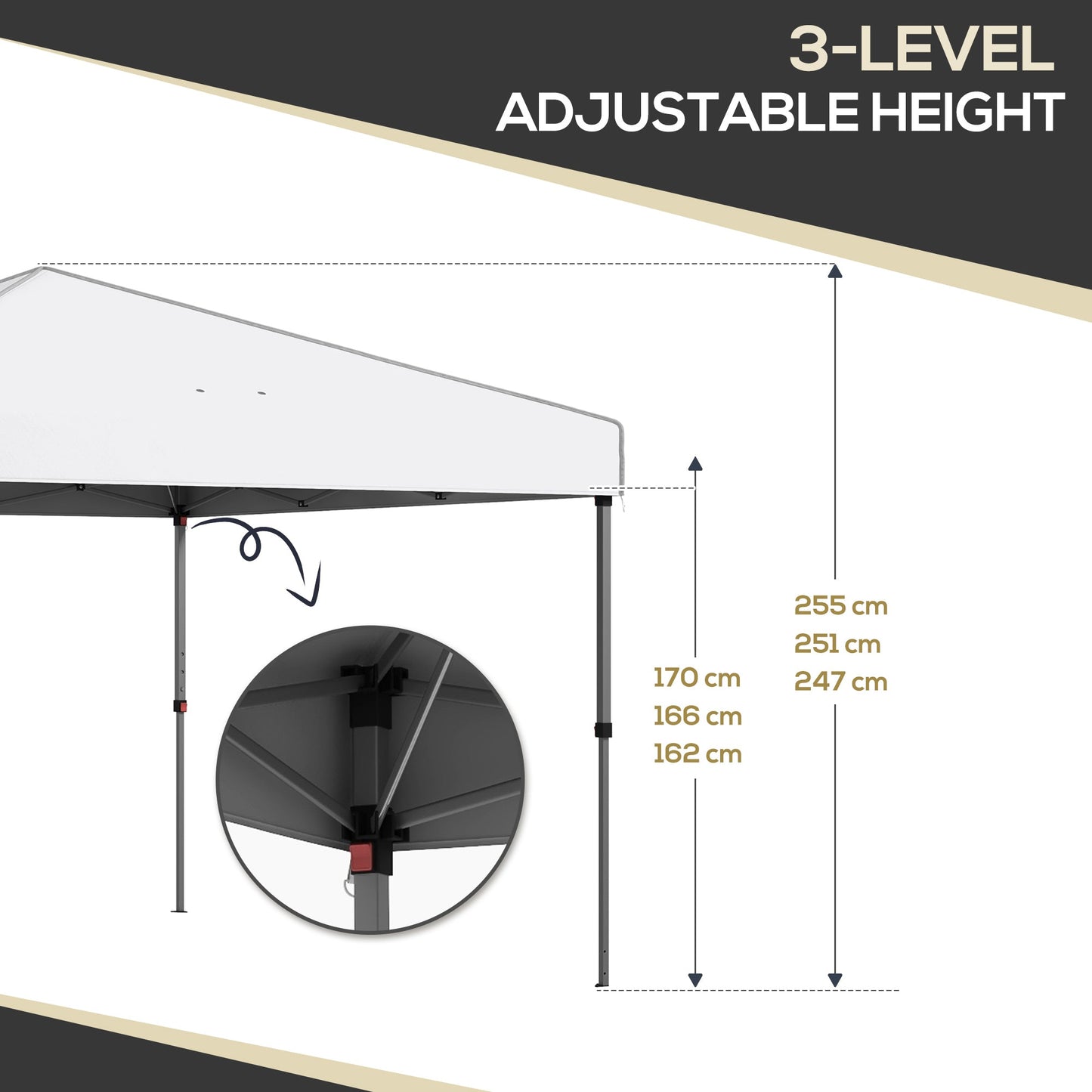 -Outsunny 10'x10' Pop Up Canopy with 2 Mesh Windows, Reflective Top, Instant Shelter Gazebo with Adjustable Heights, White - Outdoor Style Company