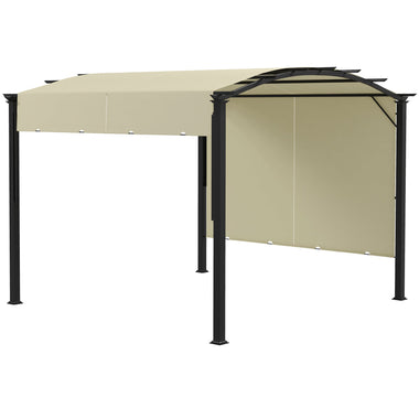 -Outsunny 11' x 11' Outdoor Retractable Pergola Canopy for Backyard, Beige - Outdoor Style Company