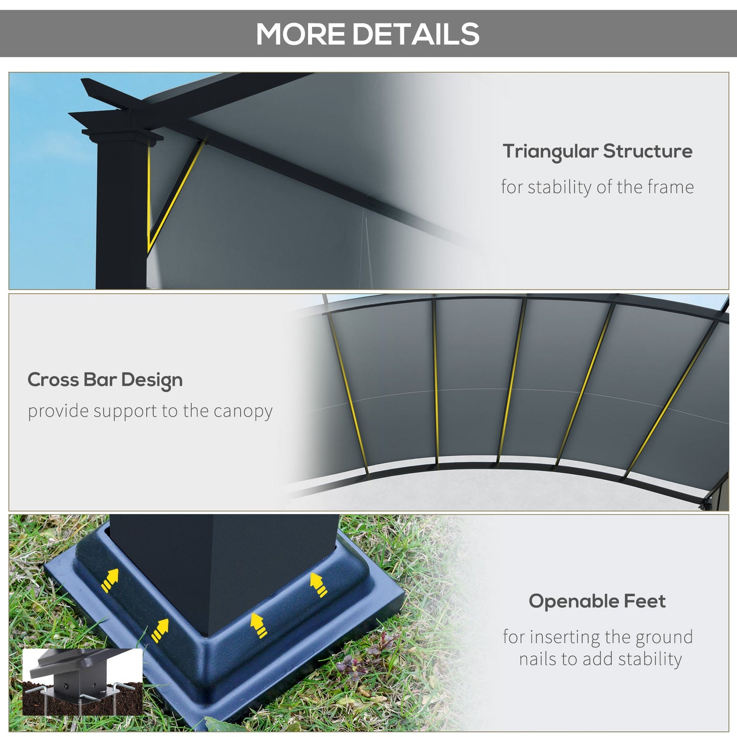 '-Outsunny 11' x 11' Outdoor Retractable Pergola Canopy for Backyard, Gray - Outdoor Style Company