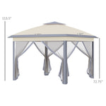 '-Outsunny 11' x 11' Pop Up Canopy, Double Roof Foldable Canopy Tent with Zippered Mesh Sidewalls, Height Adjustable and Carrying Bag - Outdoor Style Company