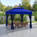 -Outsunny 11' x 11' Pop Up Canopy Outdoor Patio Gazebo Event Tent with Zipper Netting, Carry Bag for Backyard, Garden, Blue - Outdoor Style Company