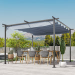 '-Outsunny 11.5' x 11.5' Retractable Patio Gazebo Pergola with UV Resistant Outdoor Canopy & Strong Steel Frame, Gray - Outdoor Style Company