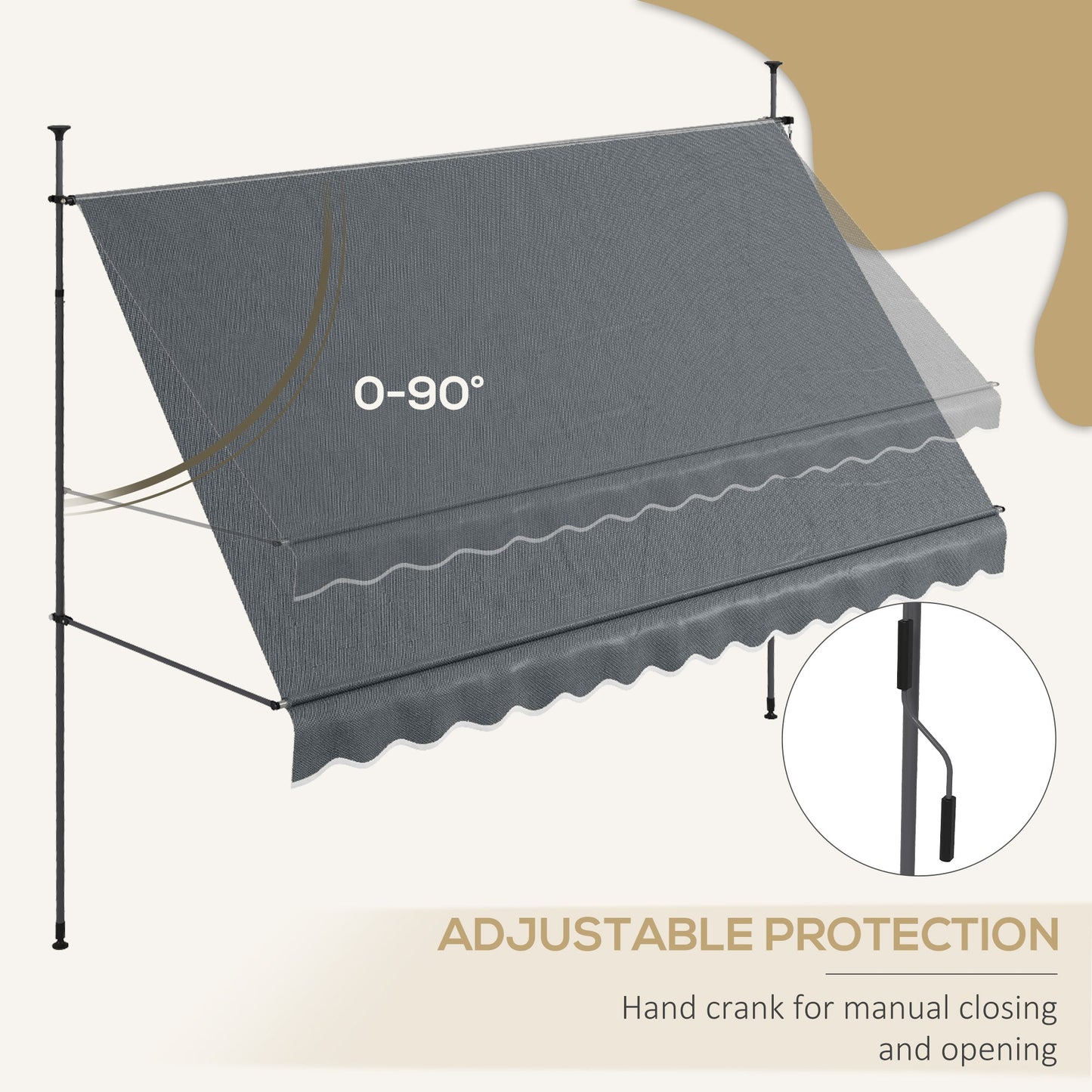 '-Outsunny 11.5' x 4' Manual Retractable Awning, Non-Screw Freestanding Patio Awning, UV Resistant, for Window or Door, Dark Gray - Outdoor Style Company