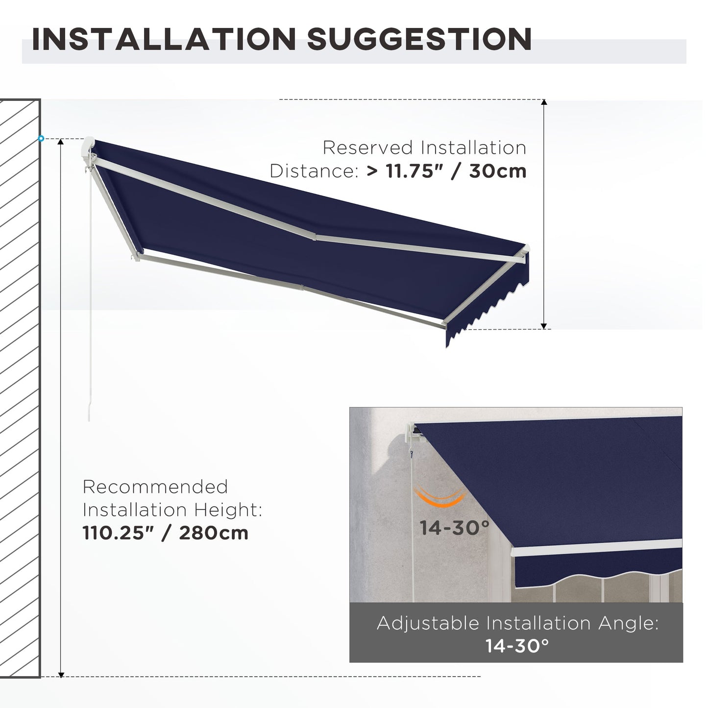 '-Outsunny 12' x 10' Electric Retractable Awning Sunshade Shelter with Remote Controller, Crank Handle for Deck Balcony Yard, Blue - Outdoor Style Company