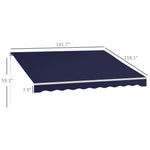 '-Outsunny 12' x 10' Electric Retractable Awning Sunshade Shelter with Remote Controller, Crank Handle for Deck Balcony Yard, Blue - Outdoor Style Company