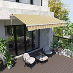 '-Outsunny 12' x 10' Manual Retractable Awning Outdoor Sunshade Shelter for Patio, Balcony, Yard, with Adjustable & Versatile Design, Yellow and Grey - Outdoor Style Company